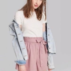 Wild Fable Pink High Waist Stretchy Tie Waist Shorts
